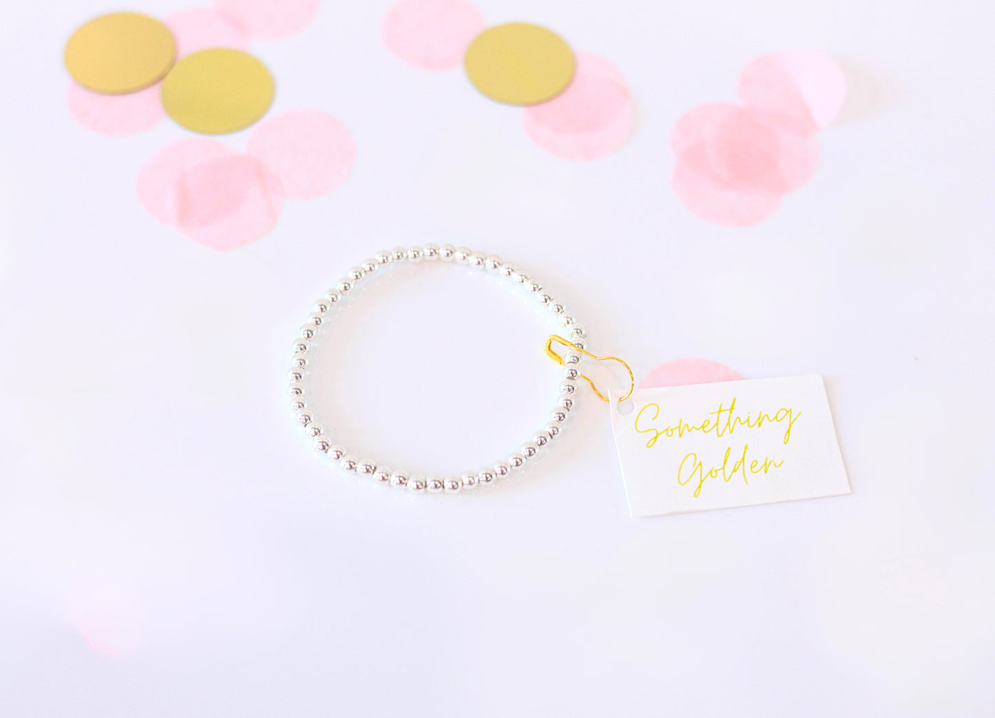 4mm Silver Beaded Bracelet image 0