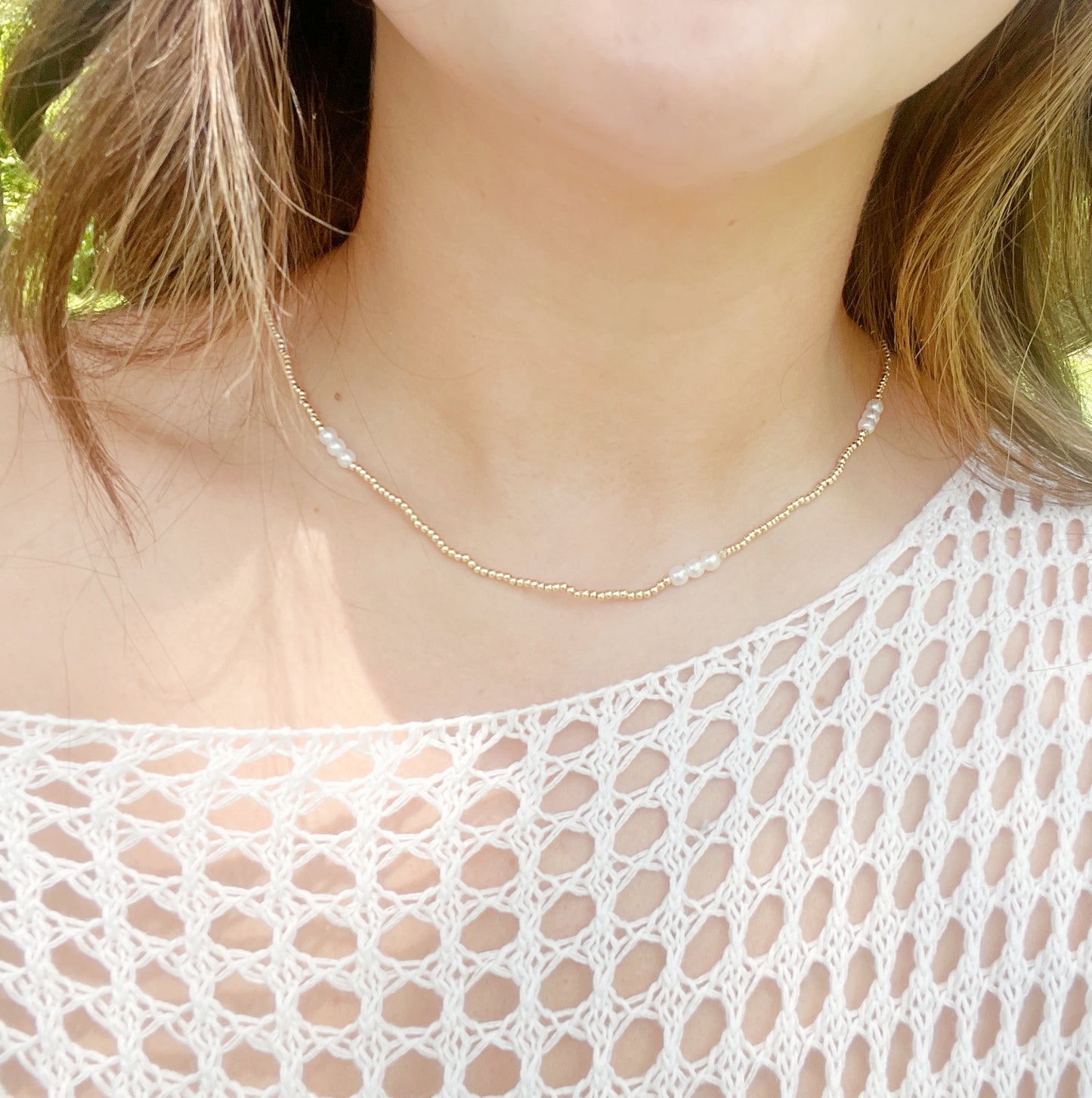 The Dainty Pearl Stretch Necklace image 0