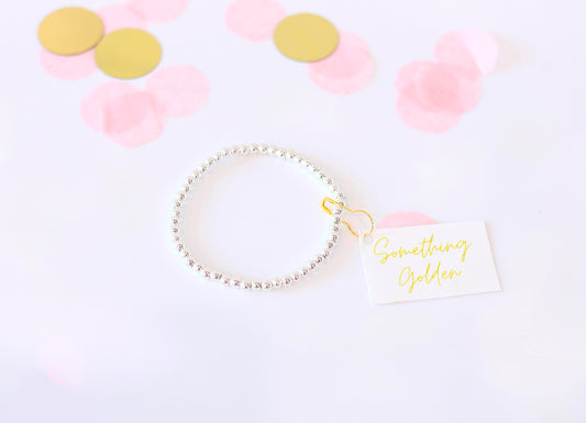 4mm Silver Beaded Bracelet image 0