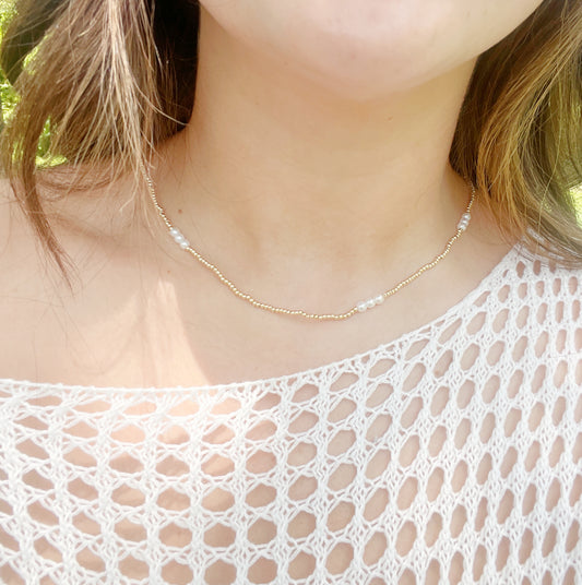 The Dainty Pearl Stretch Necklace image 0