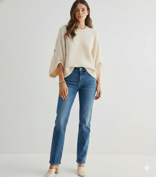 Button Sleeve Knit Pullover