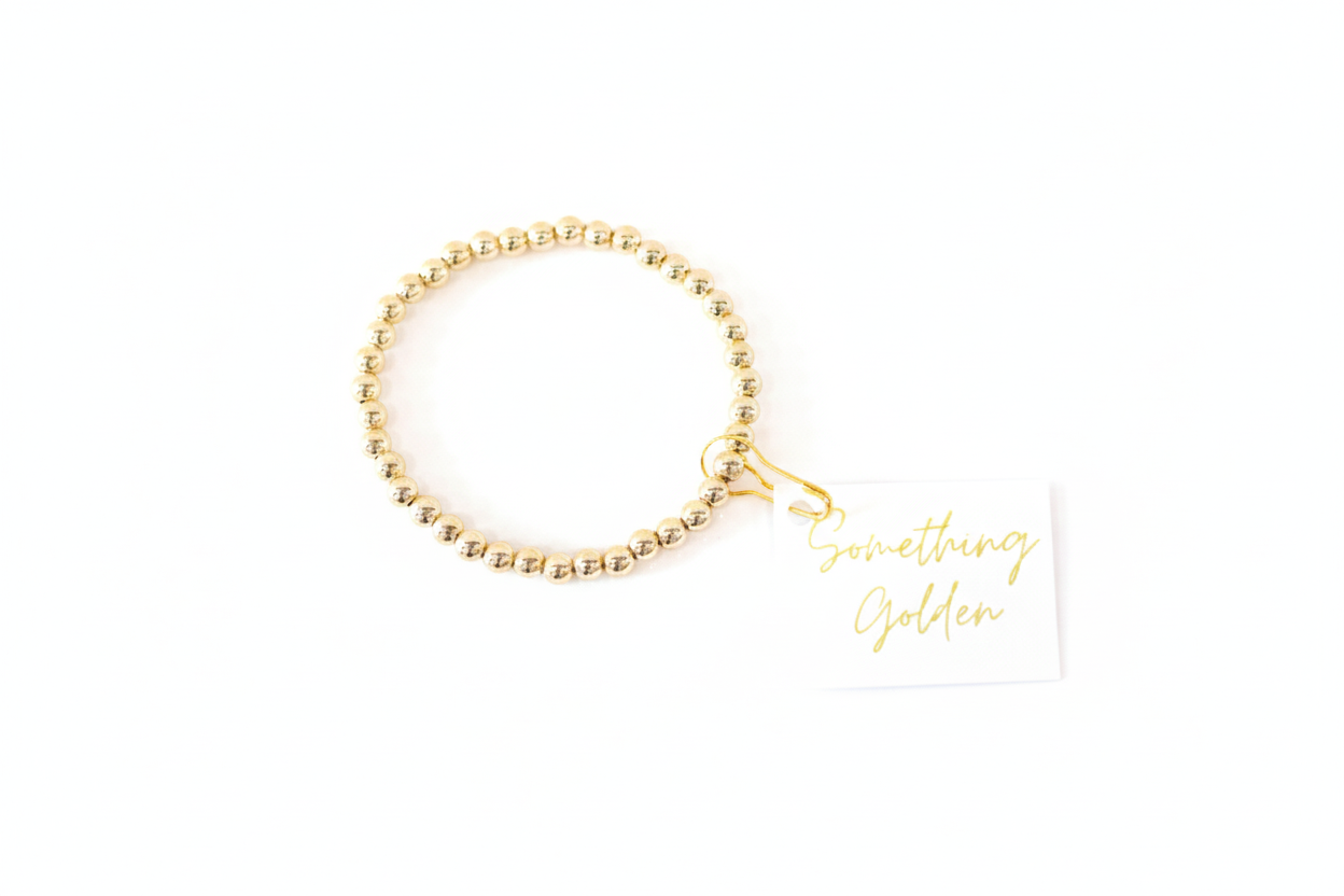 6mm Gold Beaded Bracelet