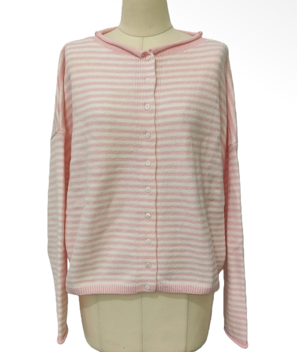 Pink Rolled Cardigan