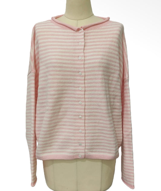 Pink Rolled Cardigan