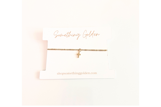 The Dainty Beaded Cross Charm Bracelet