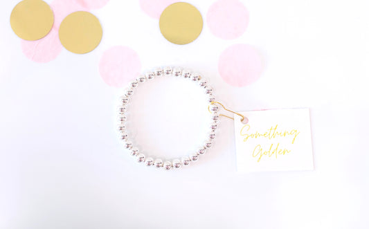 6mm Silver Beaded Bracelet image 0