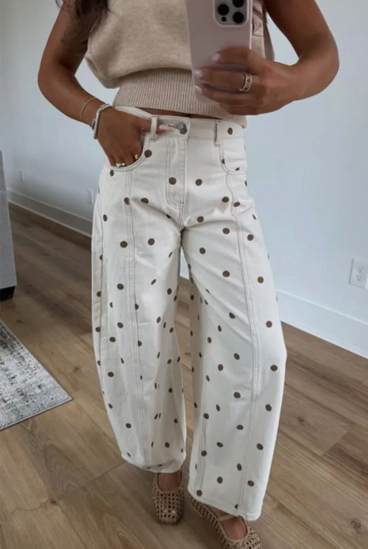 Polka Dot Barrel Jeans